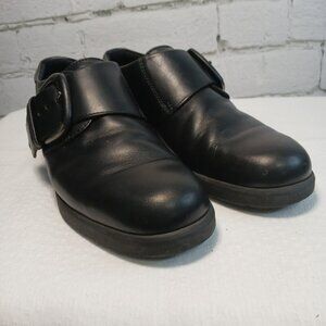 WOMENS ECCO BLACK LEATHER LOAFER WITH MONK STRAP COMFORT SHOE SIZE 40/US9